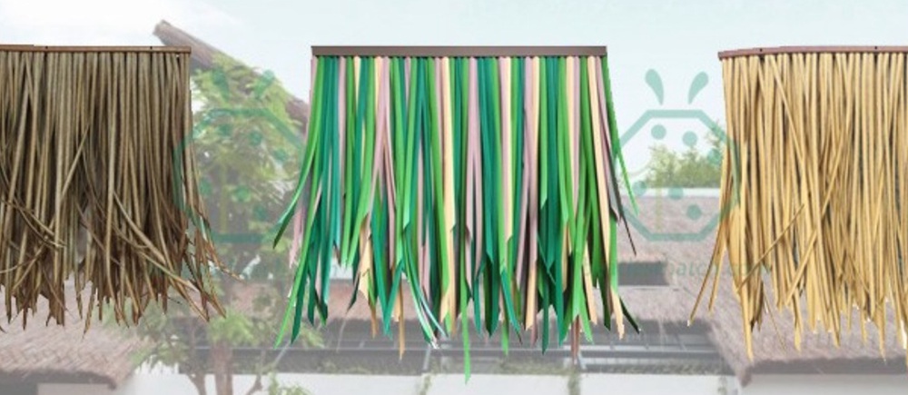 Toit de chaume de raphia en résine plastique couleurs pour la décoration de maison en bois