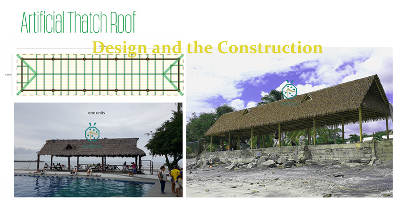 Palapa Imitation Thatch Roof Project Design and Construction for Lake, River Side, Beach Area, Theme Park, Rainforest, Mountain Villa