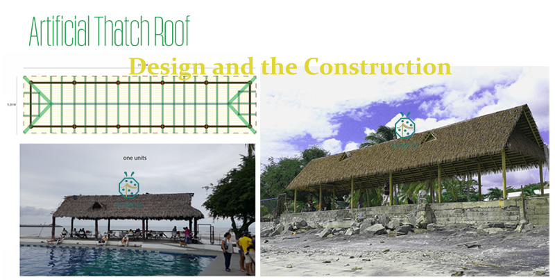 Toit de chaume en roseau synthétique pour l'aménagement paysager au bord de l'eau pour les villas d'hôtels de plage