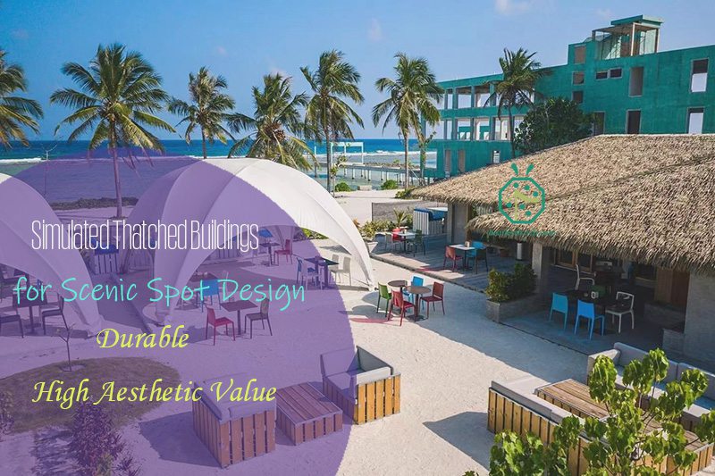 Toit de chaume synthétique de Tahiti pour l'aménagement paysager au bord de l'eau pour les villas d'hôtels de plage