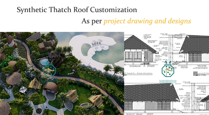 Les matériaux de toit de chaume en palmier synthétique peuvent être utilisés pour la décoration de toit de chaume pour un chalet pare-soleil, un abri de jardin, un bar-cabine-restaurant, un pavillon de plage, etc.