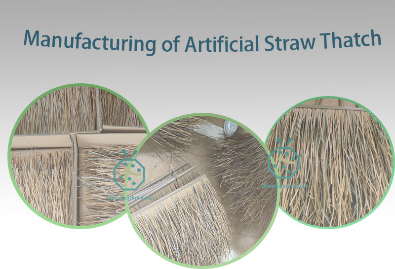 Fabrication de tuiles de toit en paille artificielle pour l'aménagement paysager du parc zoologique